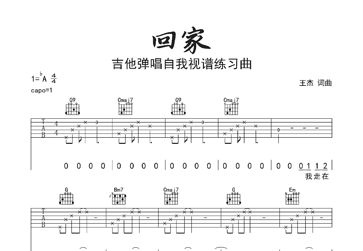 回家吉他谱预览图