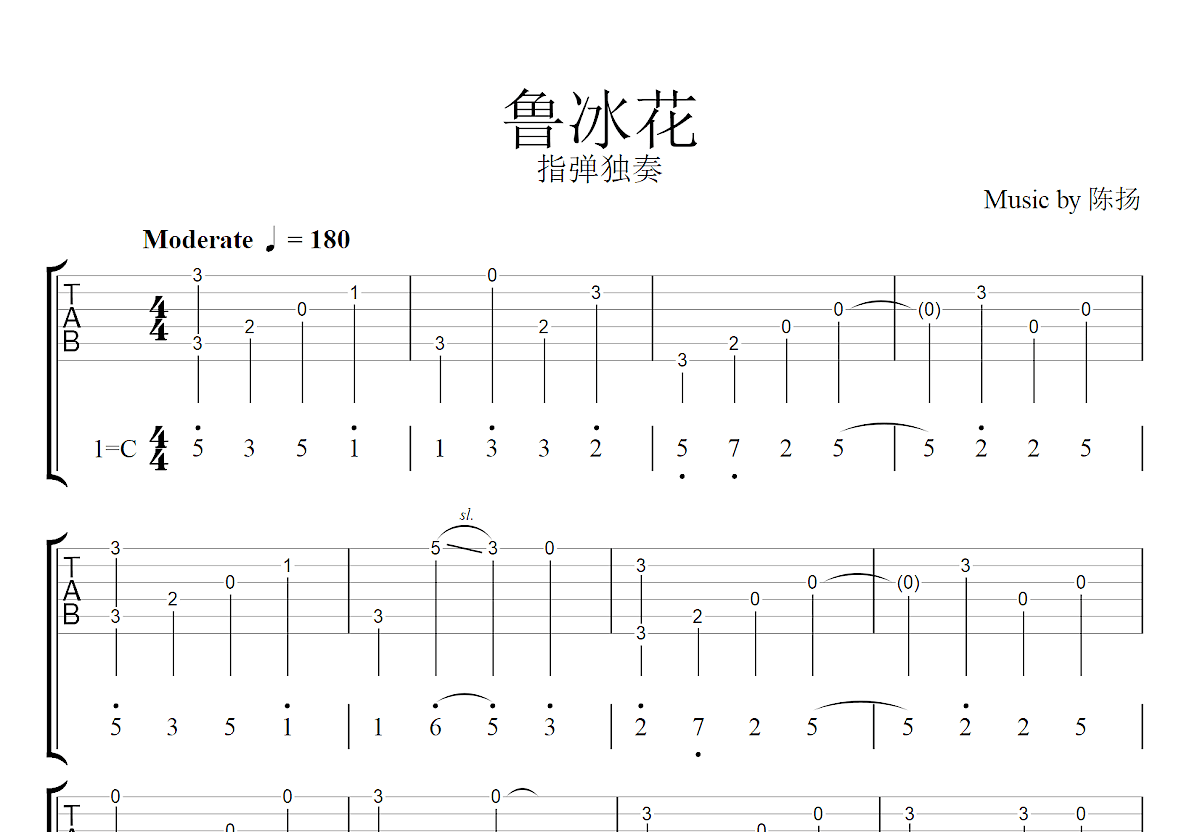 鲁冰花吉他谱预览图