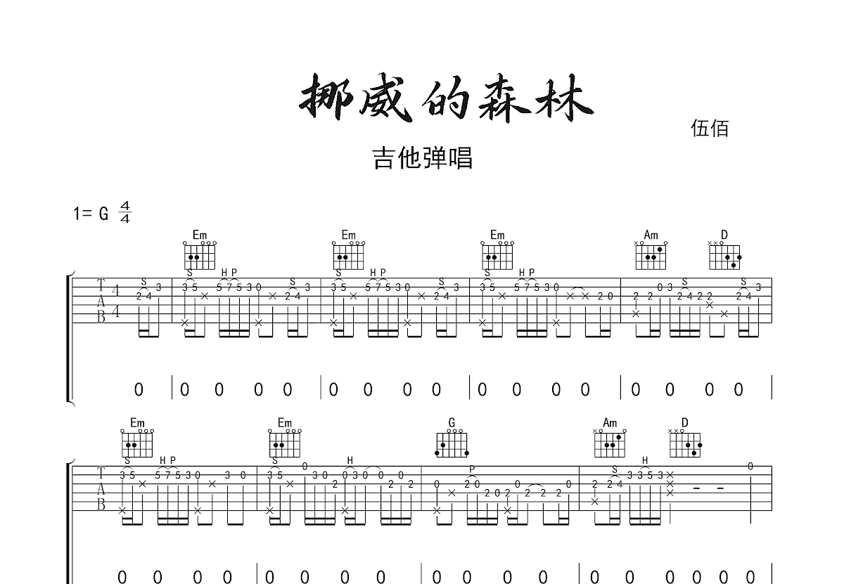 挪威的森林吉他谱预览图