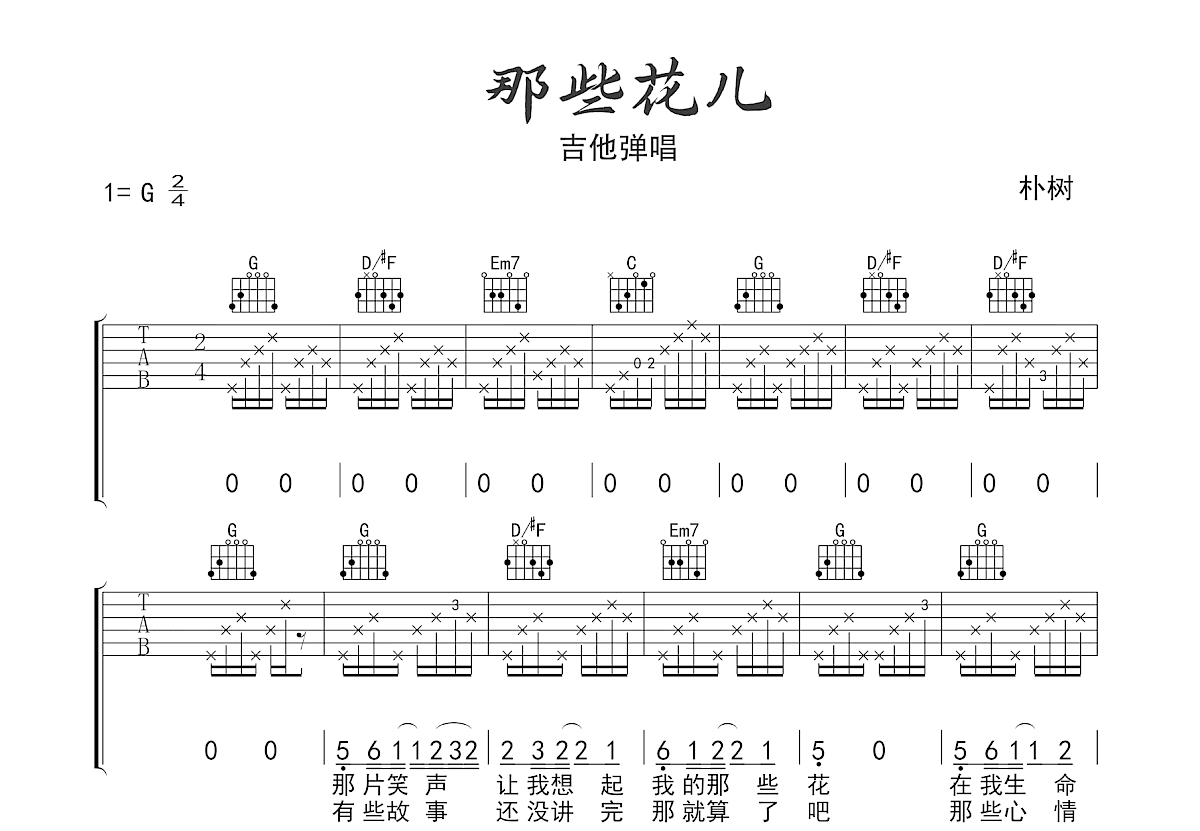 那些花儿吉他谱预览图