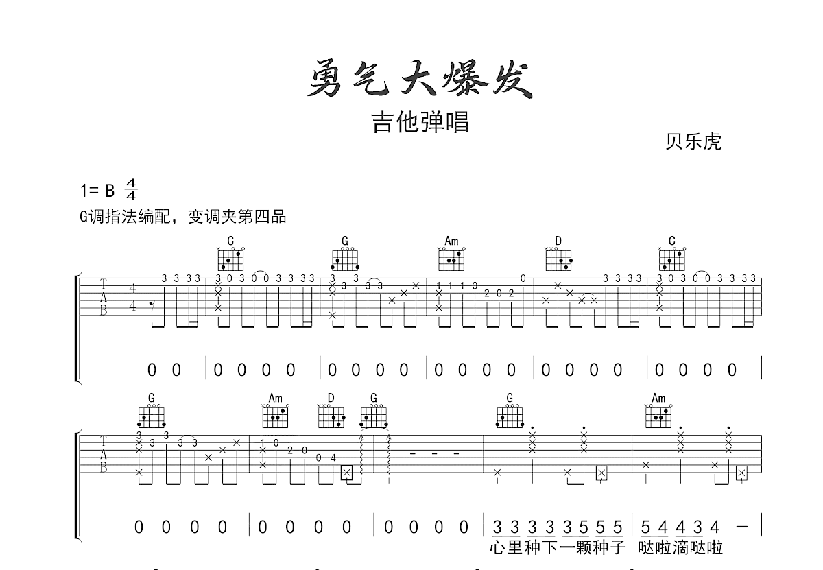 勇气大爆发吉他谱预览图