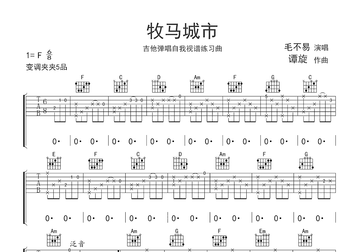 牧马城市吉他谱预览图