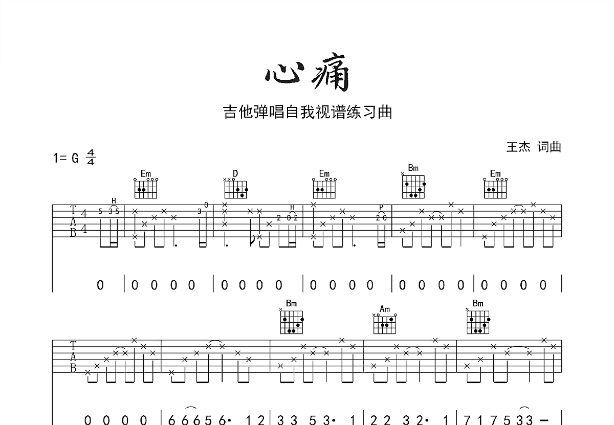 心痛吉他谱预览图