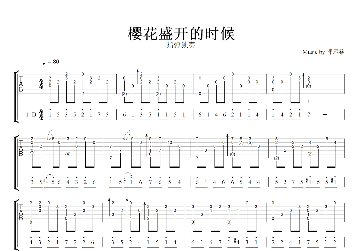 樱花盛开的时候吉他谱预览图