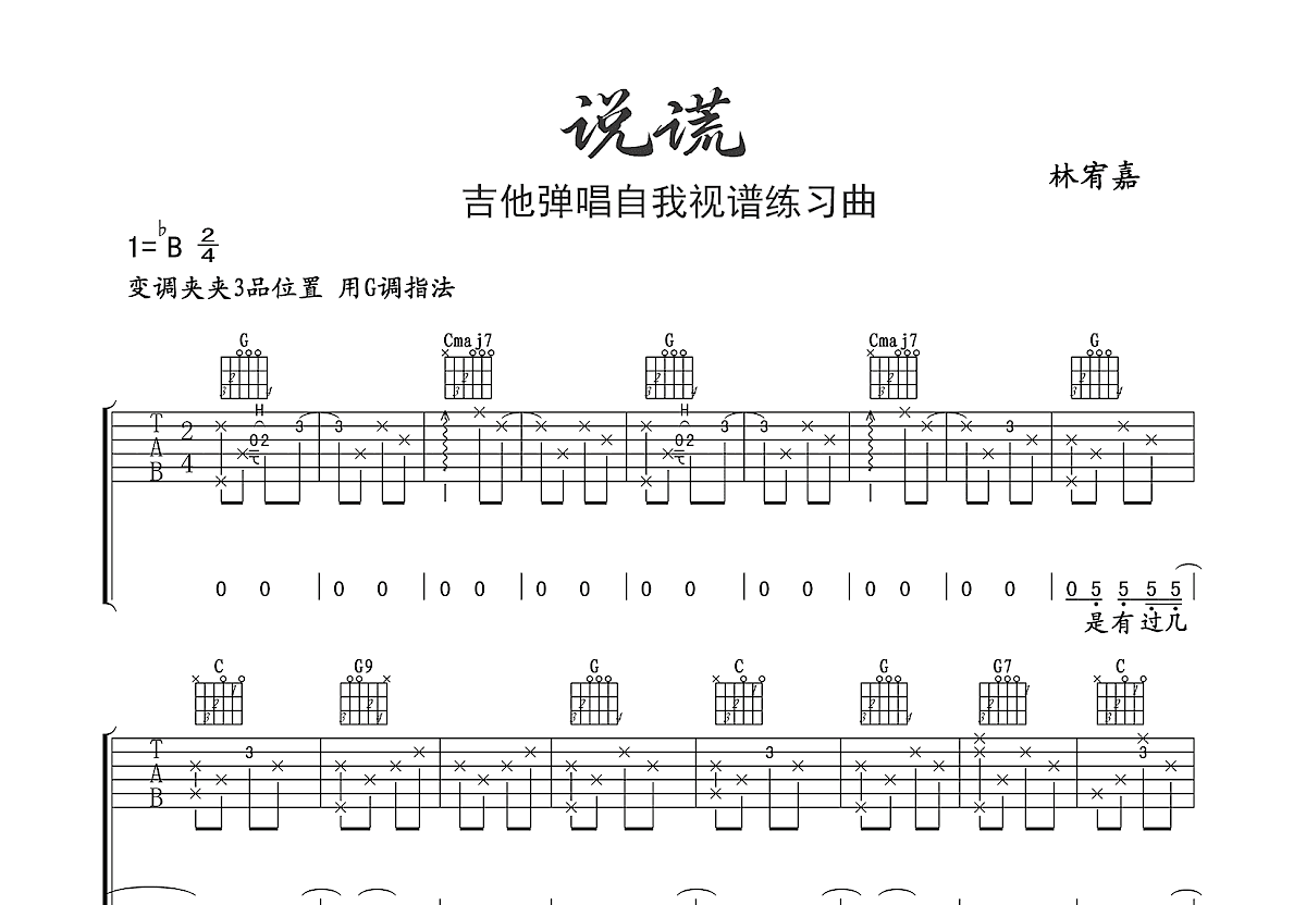 说谎吉他谱预览图