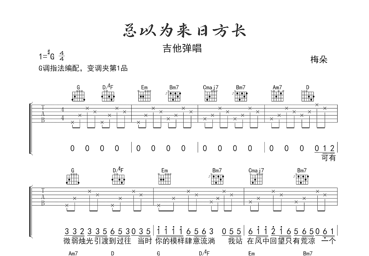 总以为来日方长吉他谱预览图