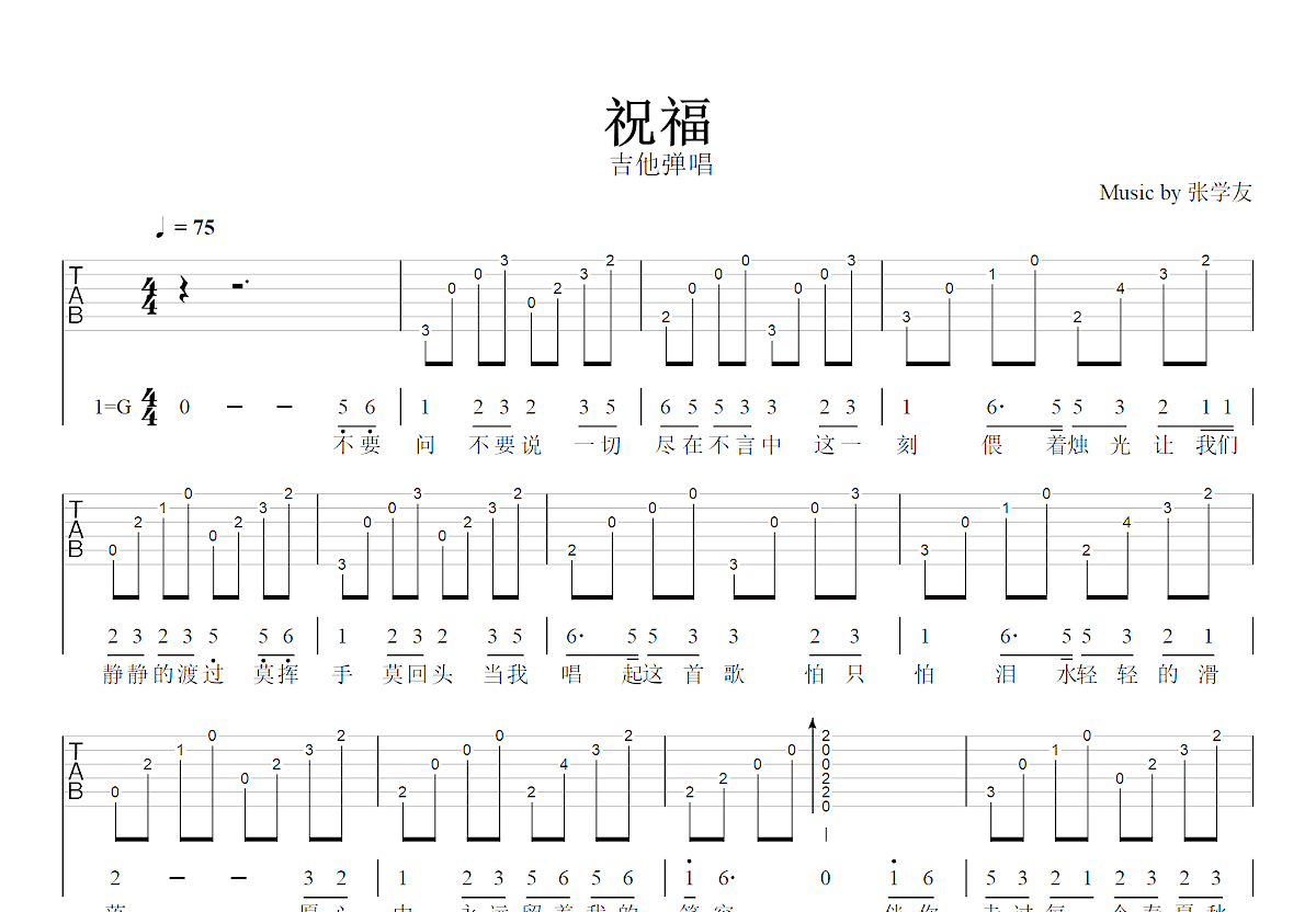 祝福吉他谱预览图