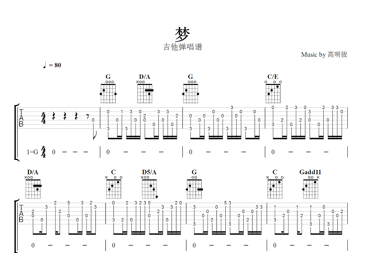 梦吉他谱预览图