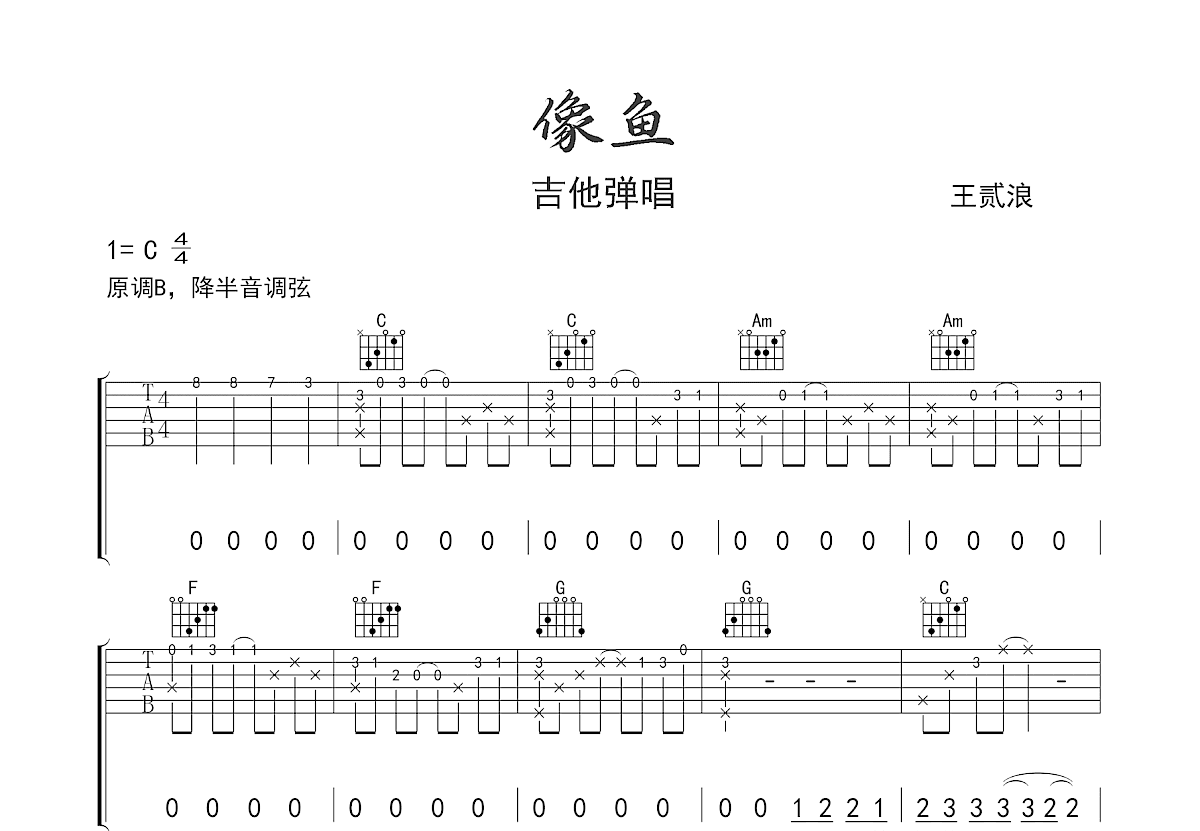 像鱼吉他谱预览图