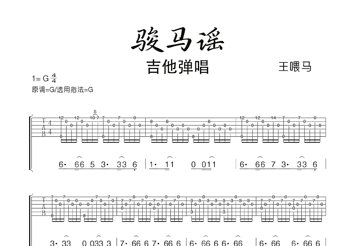 骏马谣吉他谱预览图