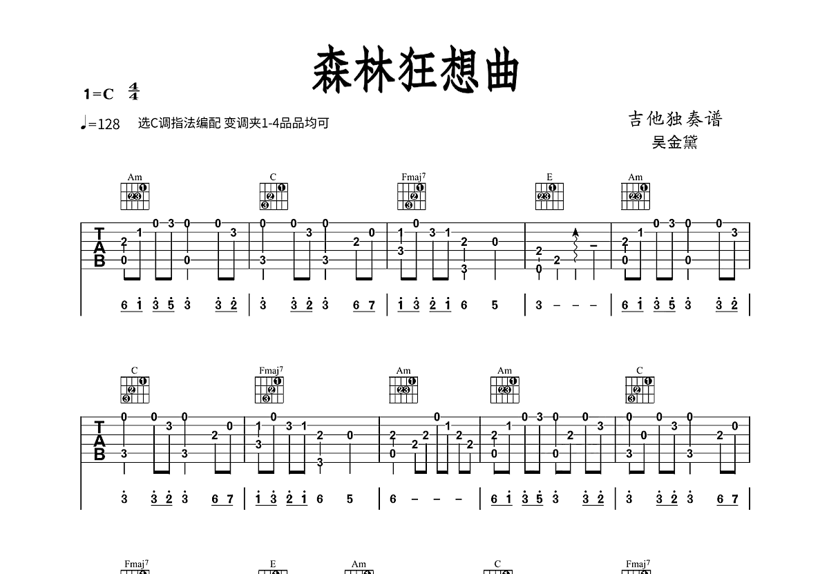 森林狂想曲吉他谱预览图