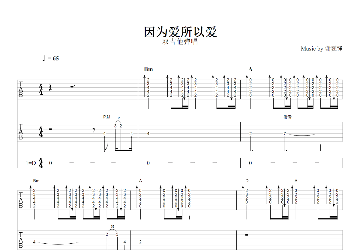 因为爱所以爱吉他谱预览图