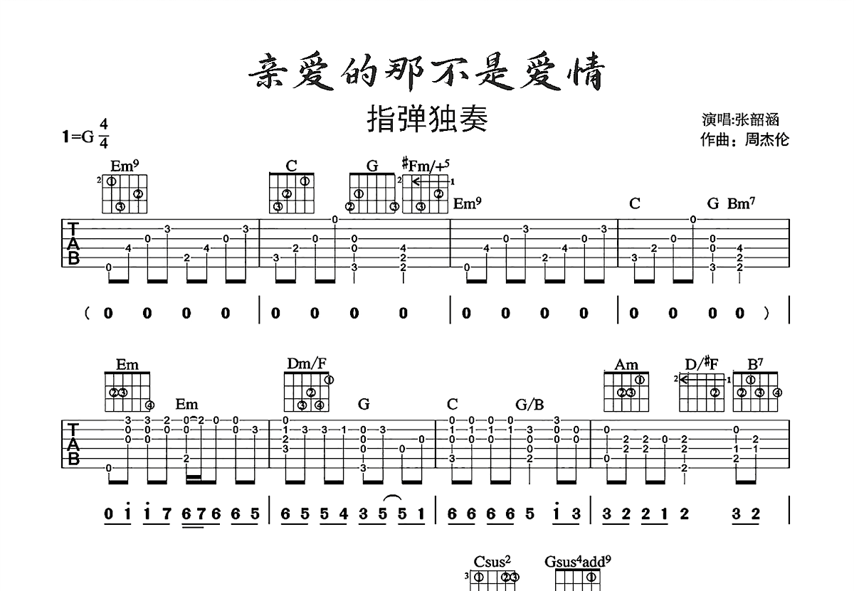 亲爱的那不是爱情吉他谱预览图