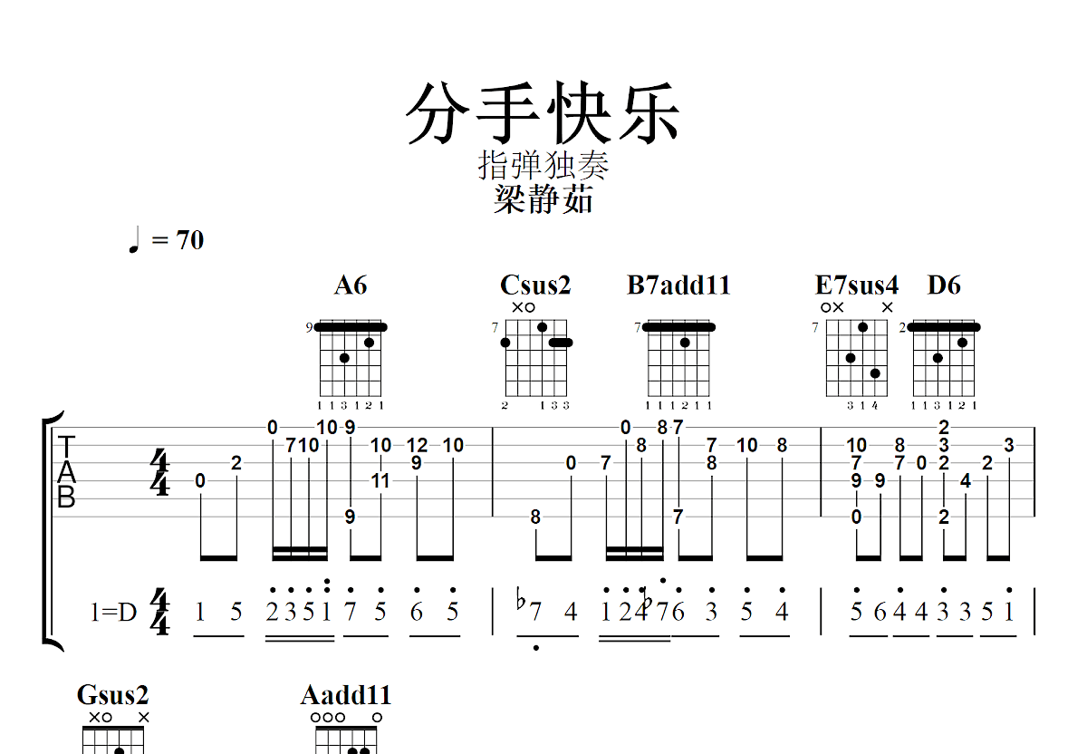 分手快乐吉他谱预览图