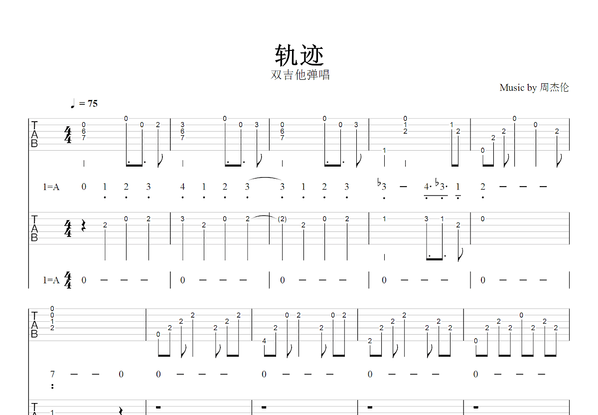 轨迹吉他谱预览图