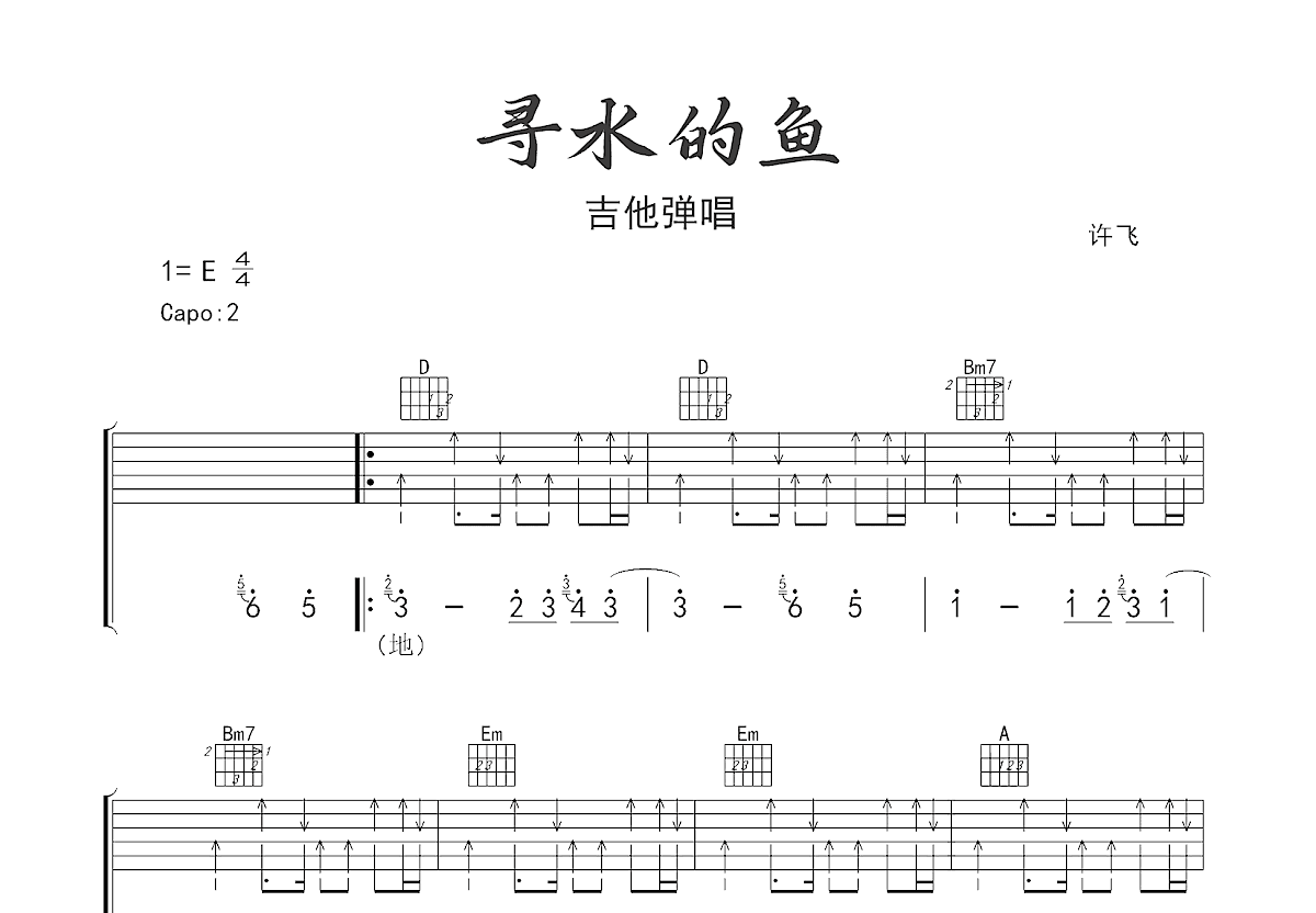 寻水的鱼吉他谱预览图