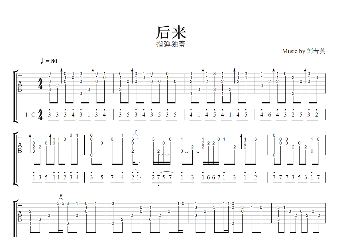 后来吉他谱预览图