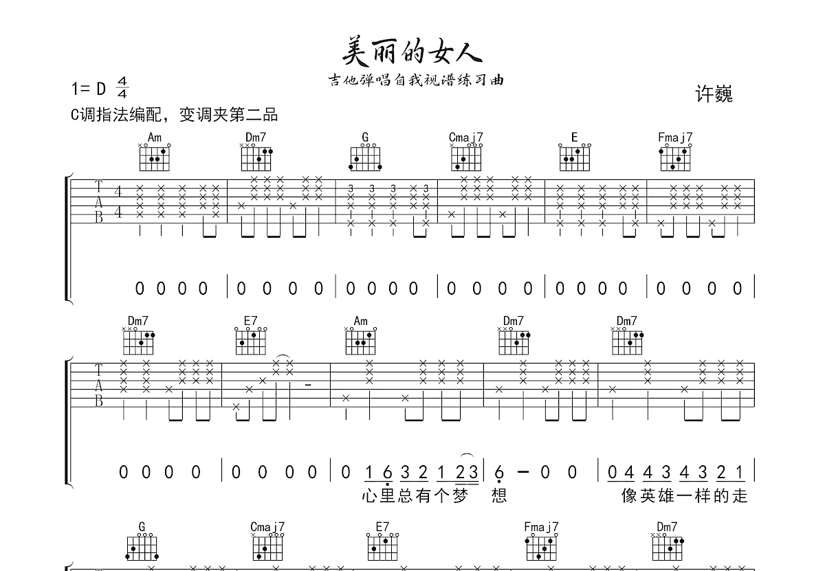 美丽的女人吉他谱预览图