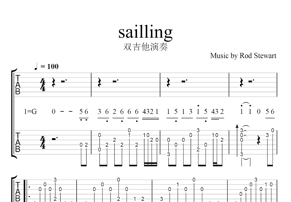 sailling吉他谱预览图
