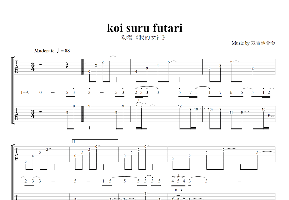 Koi_suru_futari吉他谱预览图