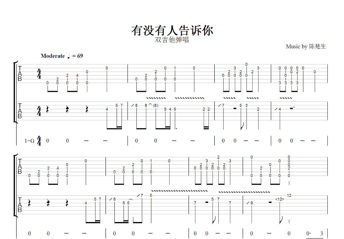 有没有人告诉你吉他谱预览图