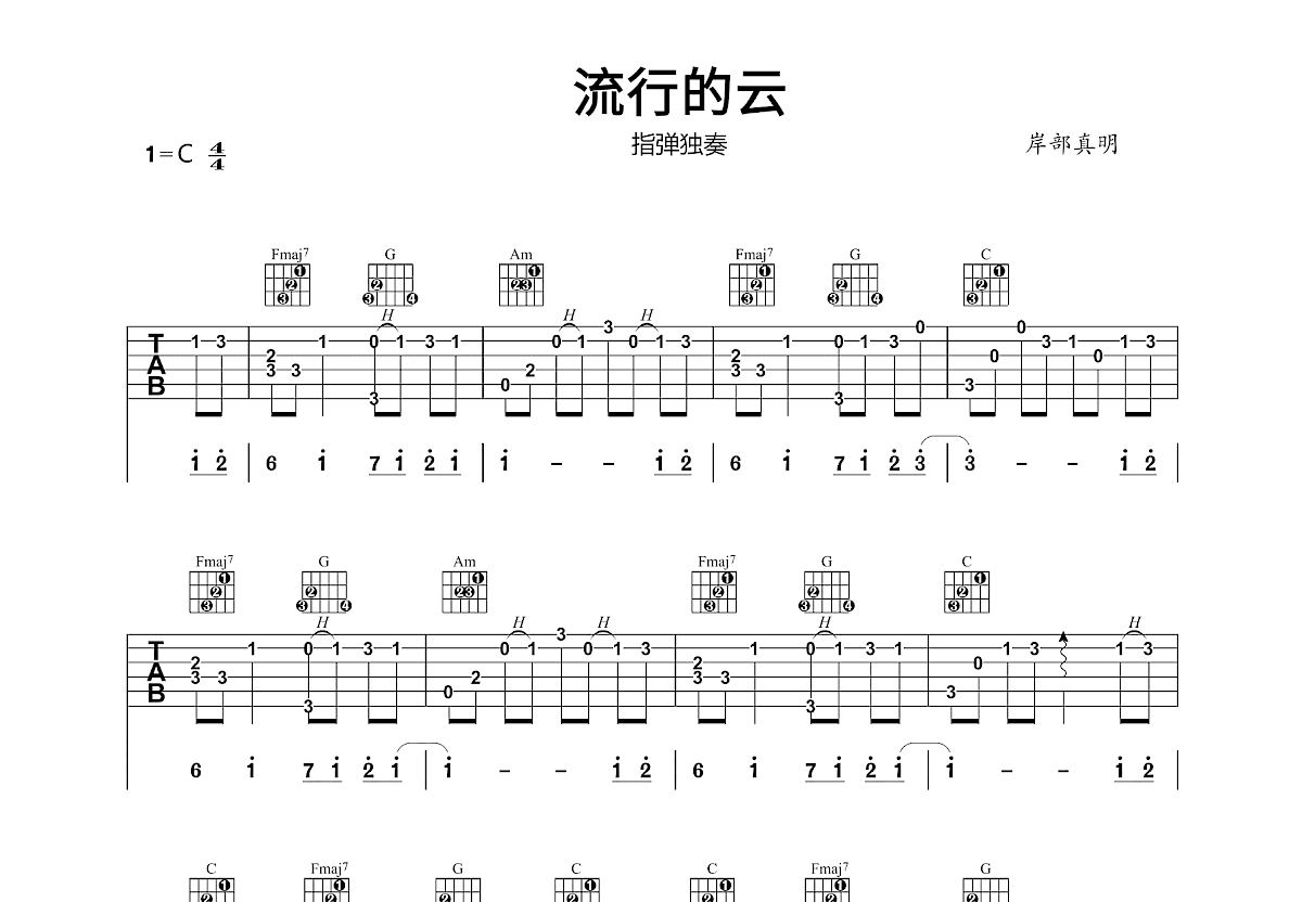 流行的云吉他谱预览图