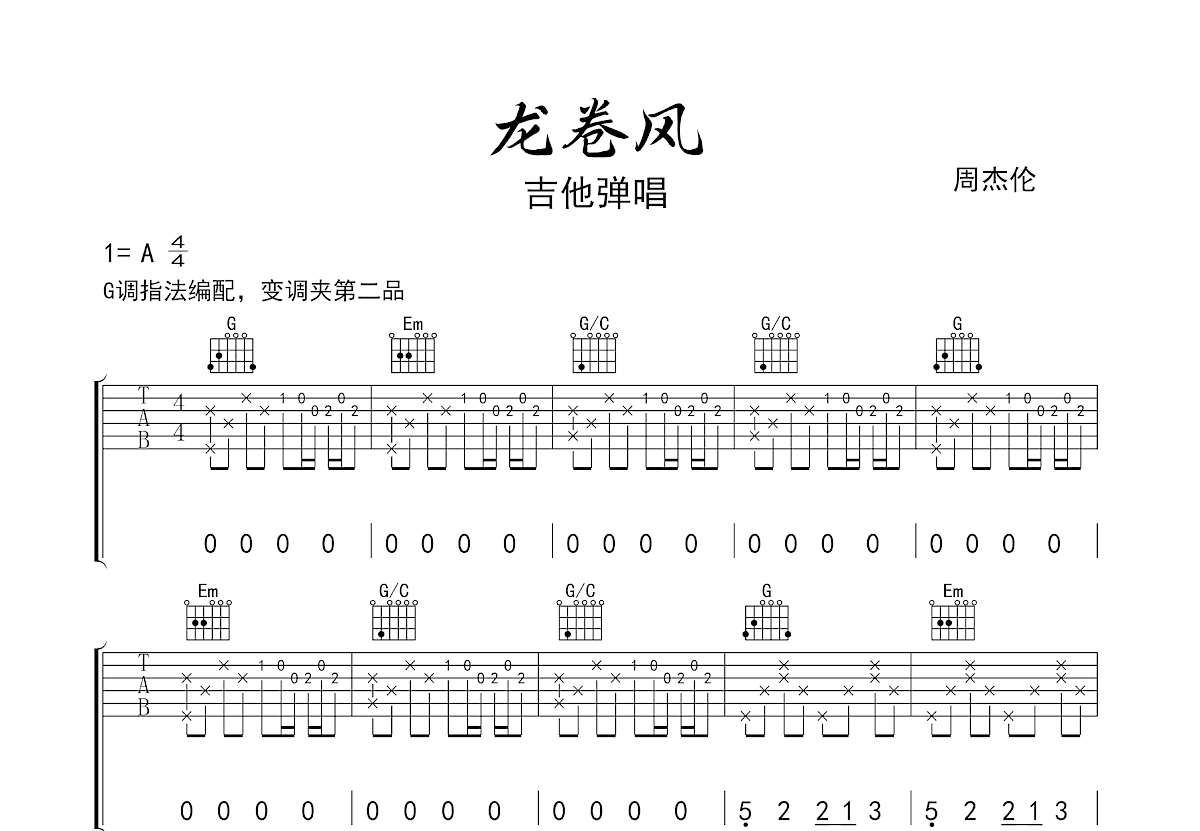 龙卷风吉他谱预览图