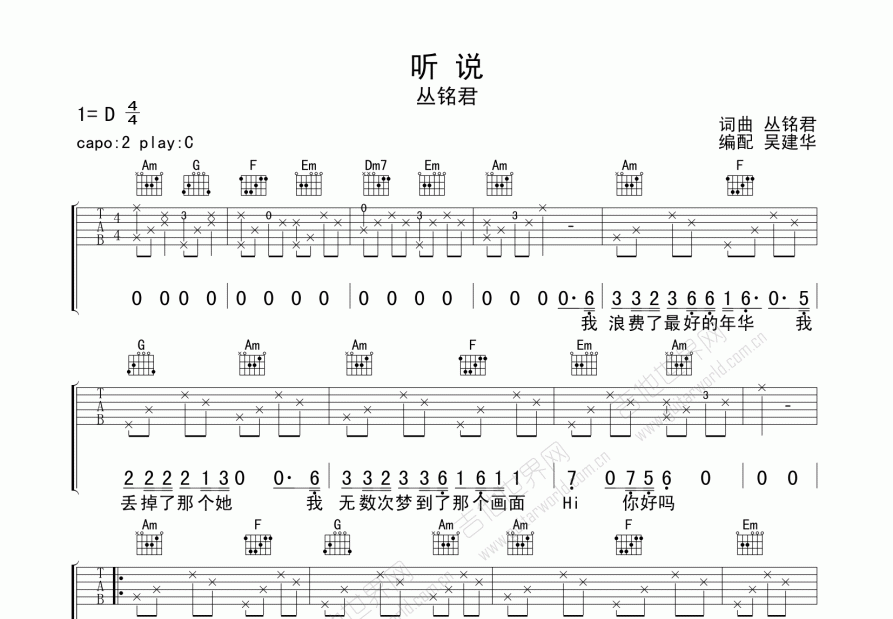 听说吉他谱预览图