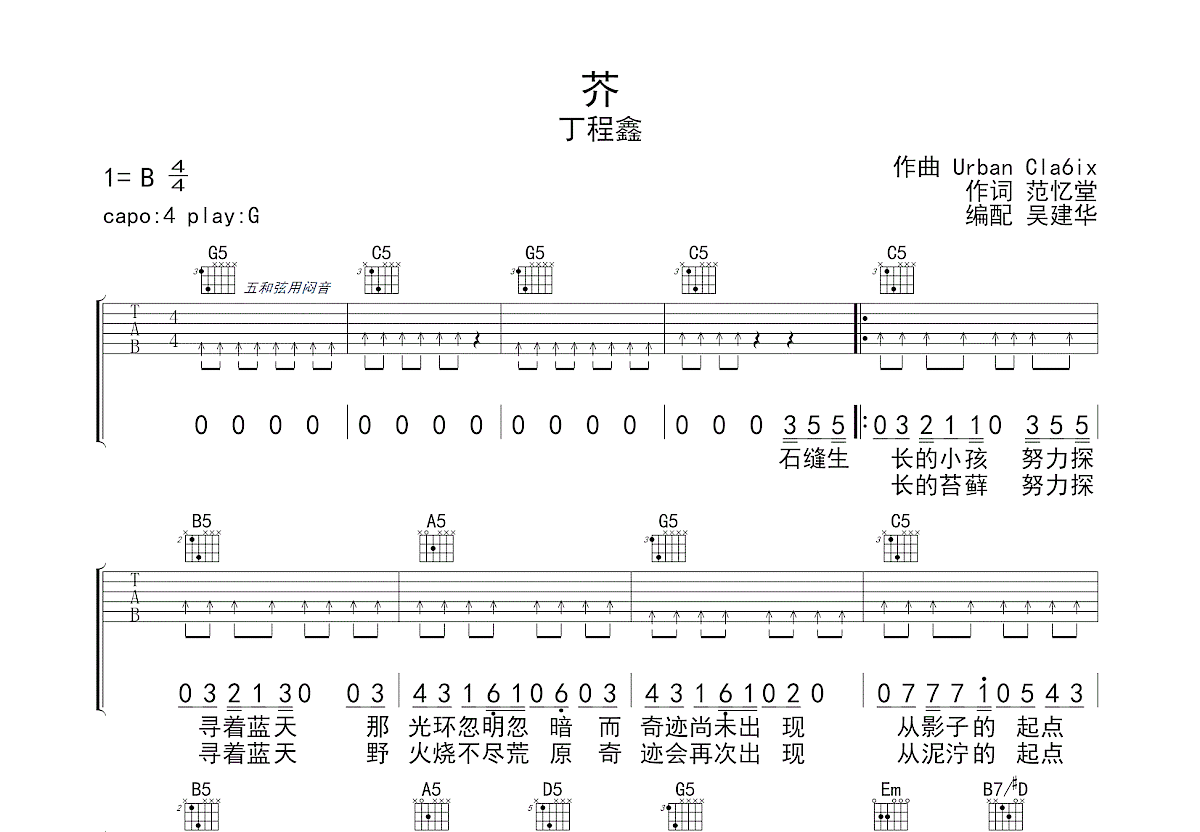 芥吉他谱预览图