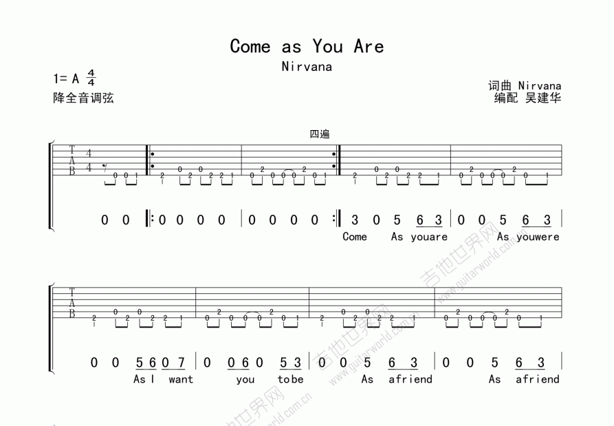 Come As You Are吉他谱预览图