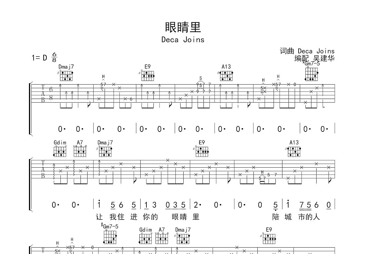 眼睛里吉他谱预览图