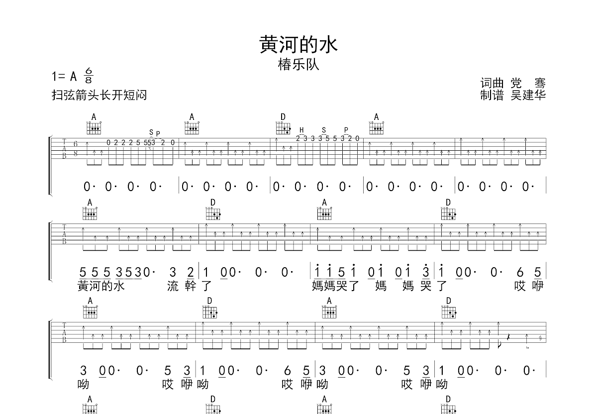 黄河的水吉他谱预览图