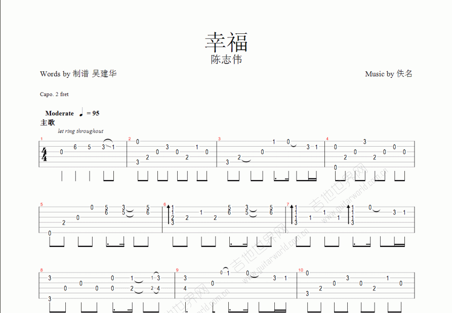 幸福吉他谱预览图