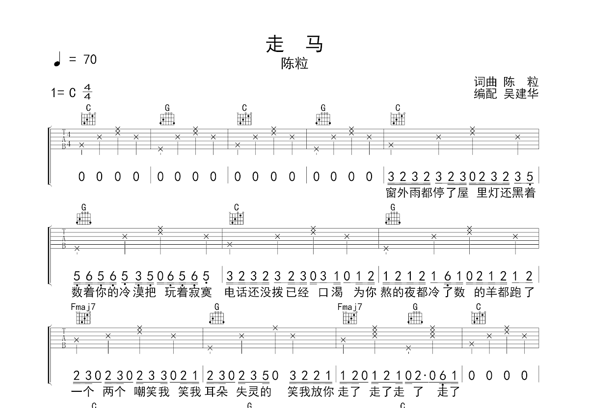 走马吉他谱预览图