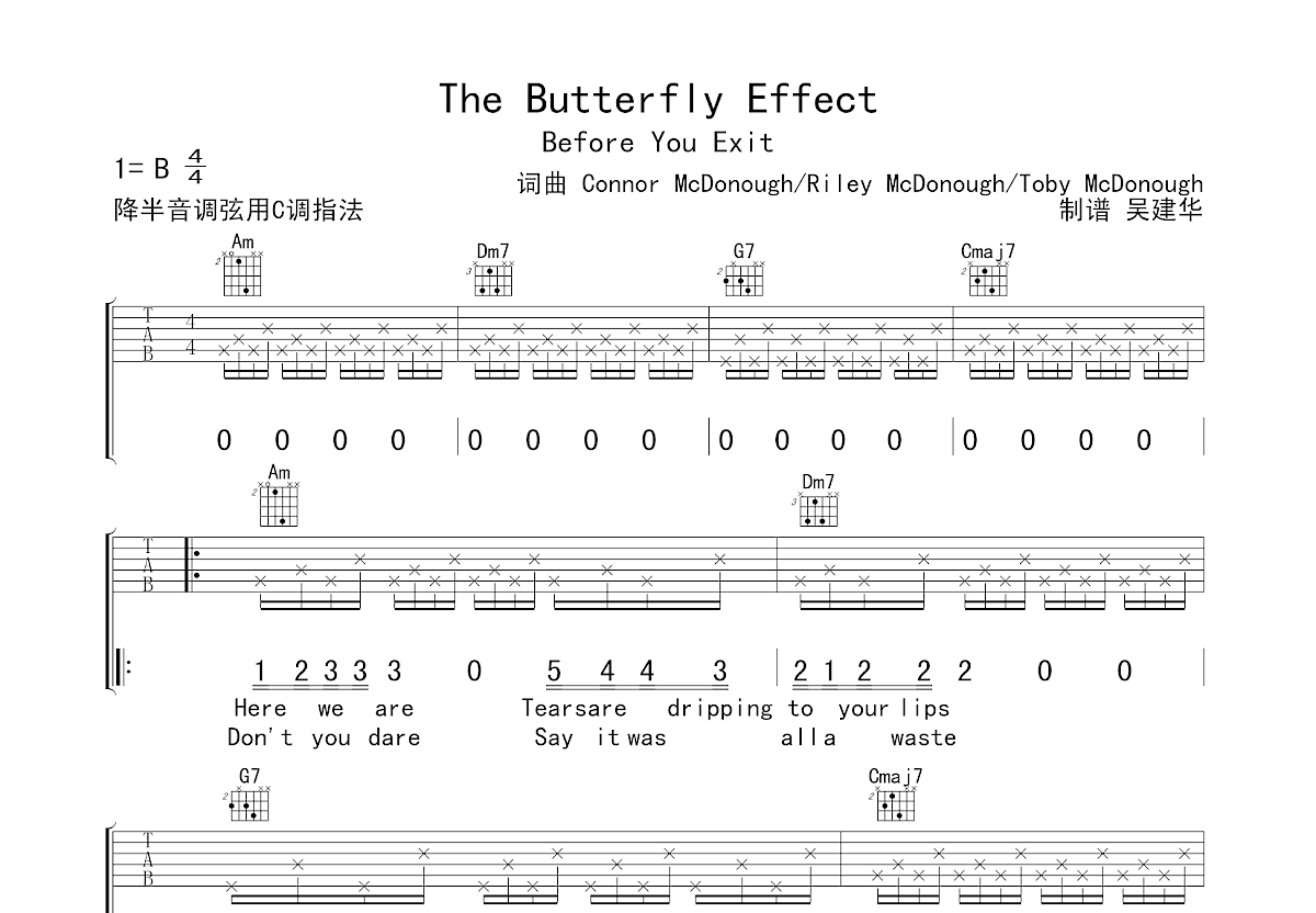 The Butterfly Effect吉他谱预览图