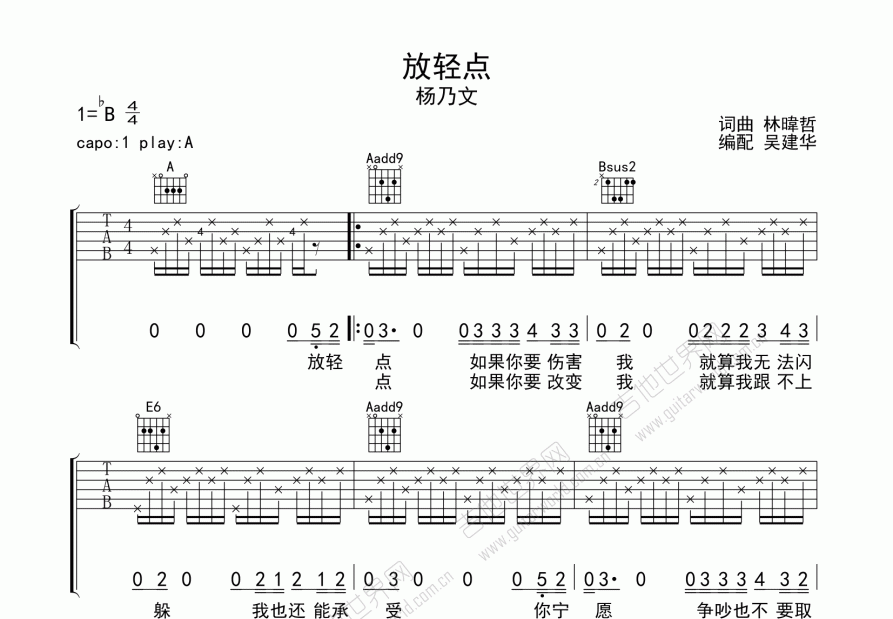 放轻点吉他谱预览图