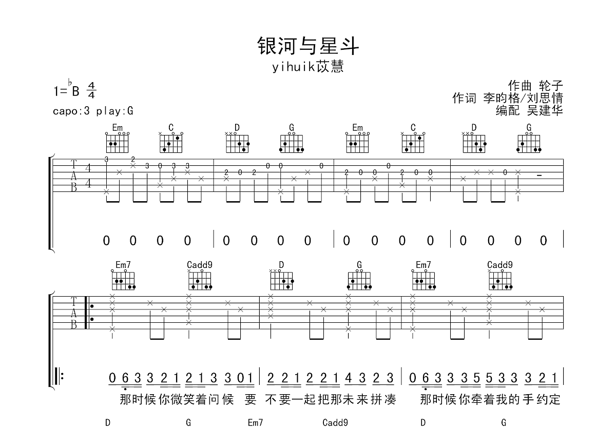 银河与星斗吉他谱预览图