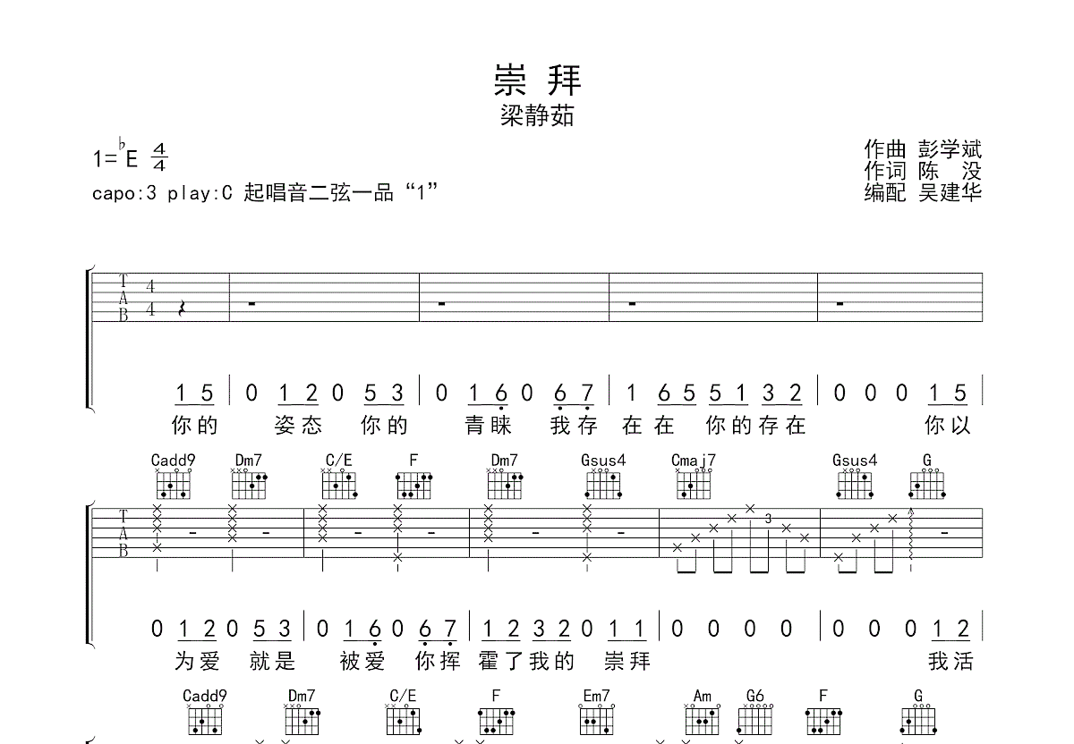 崇拜吉他谱预览图