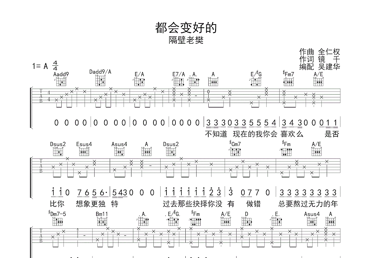 都会变好的吉他谱预览图