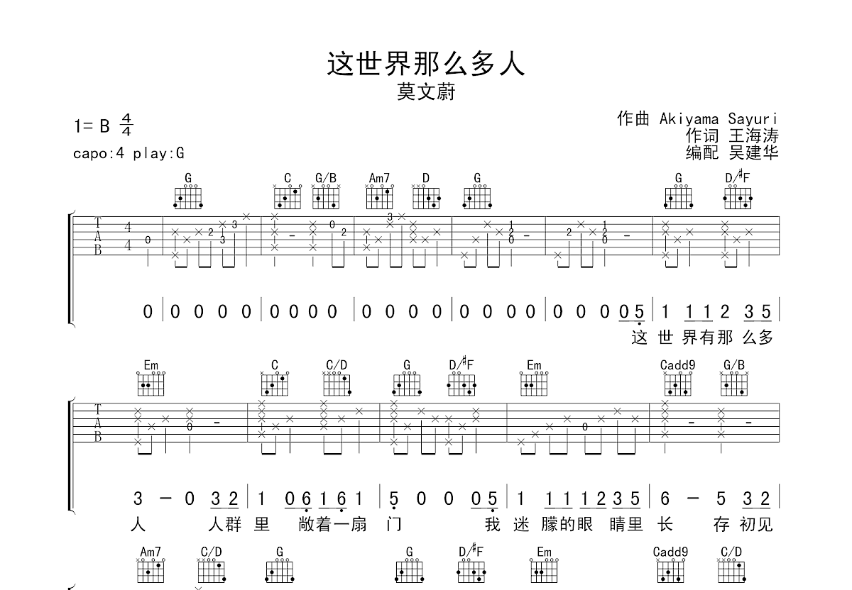 这世界那么多人吉他谱预览图