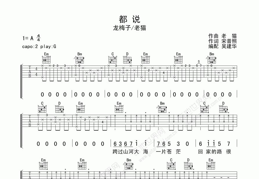 都说吉他谱预览图