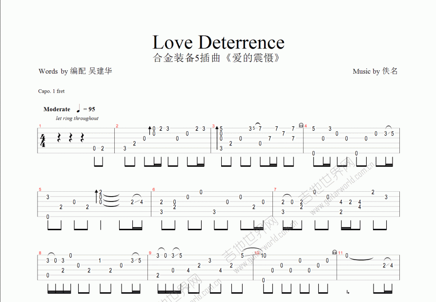 Love Deterrence吉他谱预览图