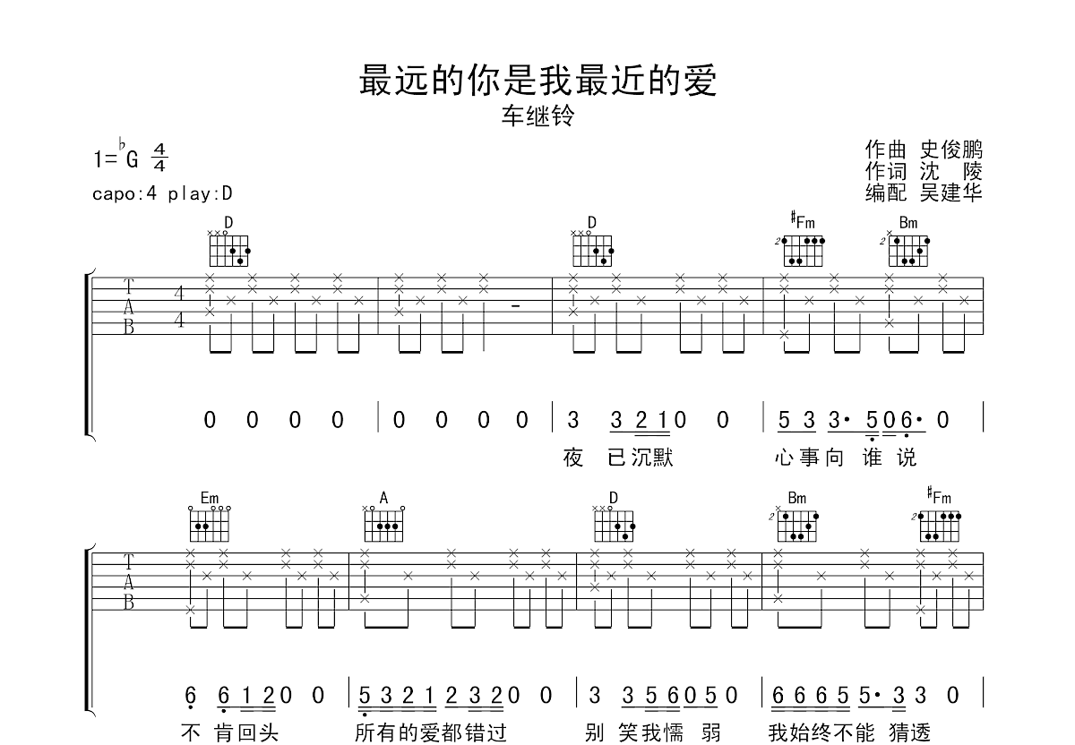 最远的你是我最近的爱吉他谱预览图