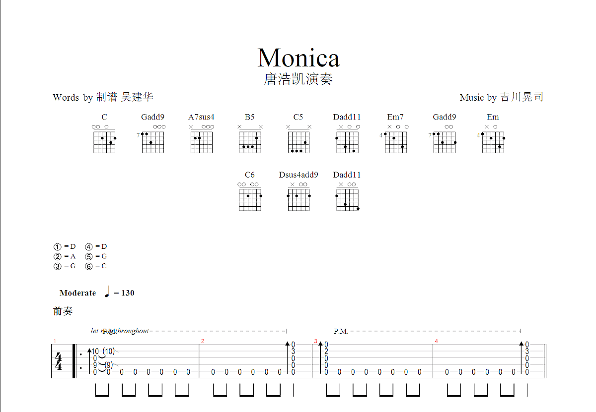 Monica吉他谱预览图