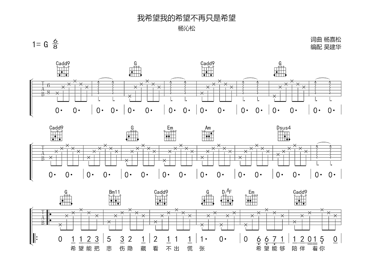 我希望我的希望不再只是希望吉他谱预览图