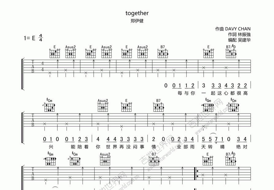 together吉他谱预览图