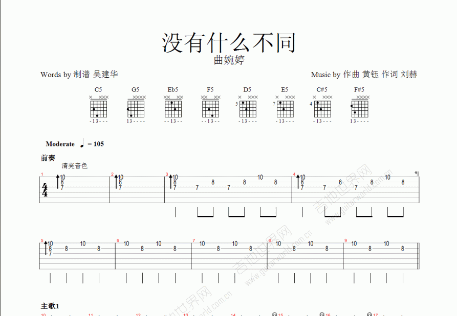 没有什么不同吉他谱预览图