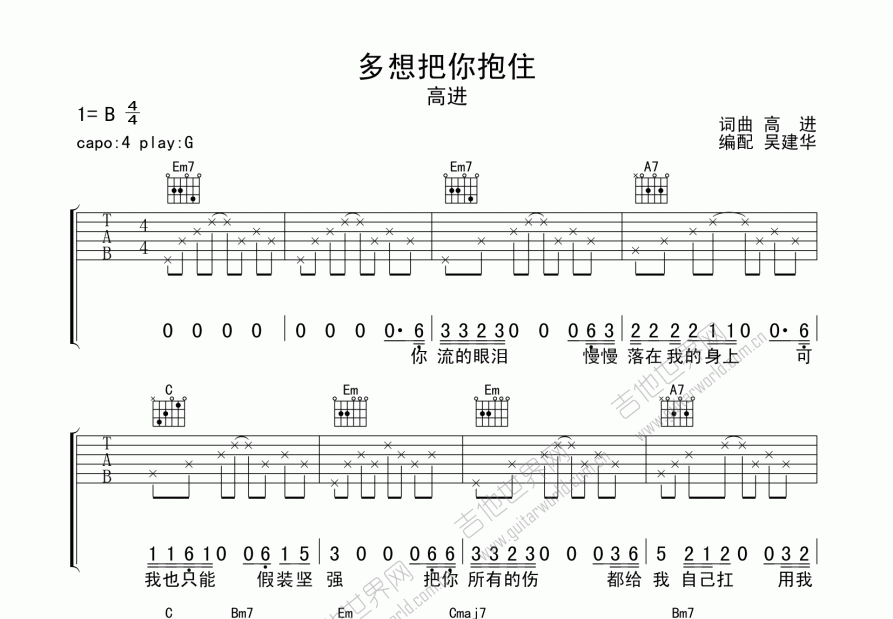 多想把你抱住吉他谱预览图