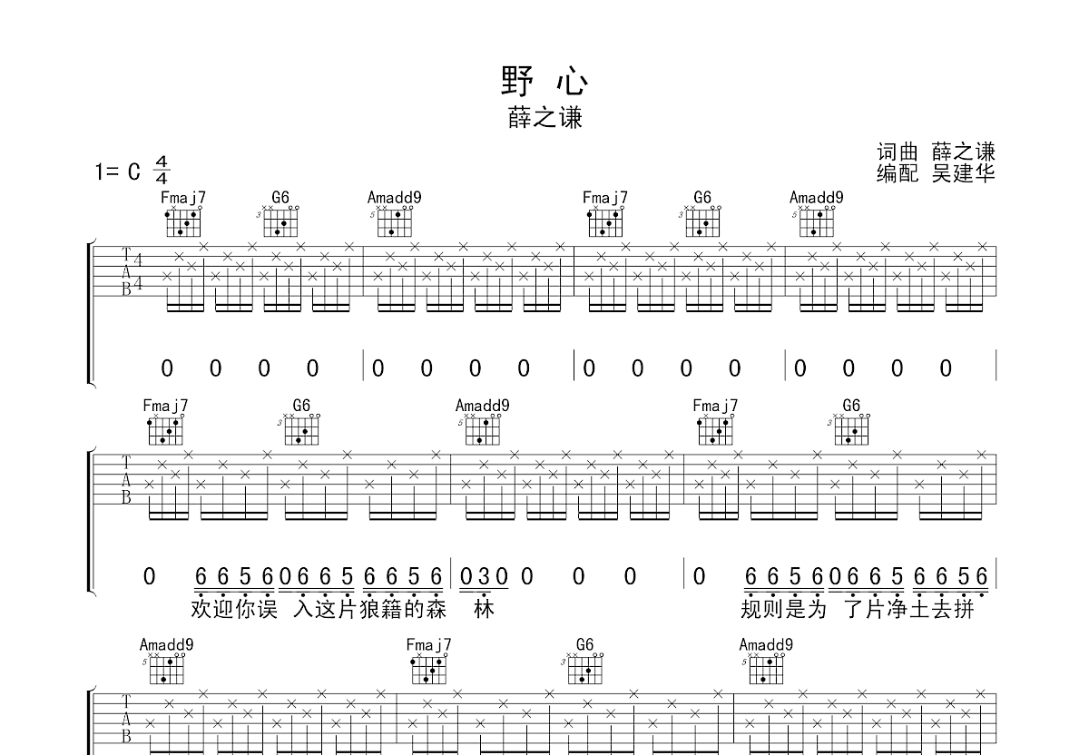 野心吉他谱预览图