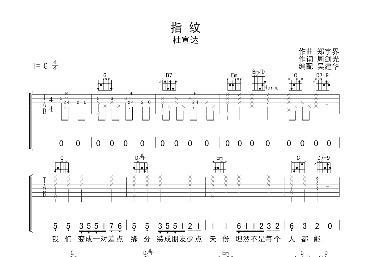 指纹吉他谱预览图